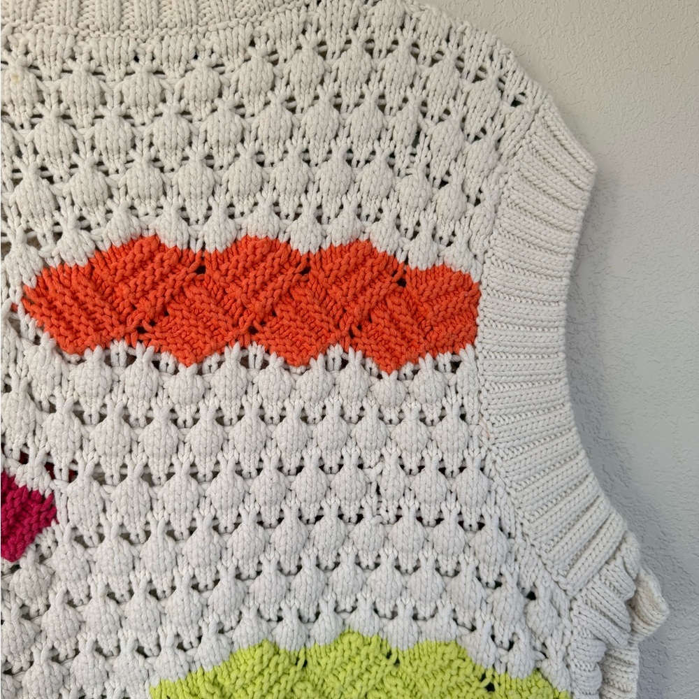 Zara Womens Multicolor Chunky Knit V-Neck Sleeveless Sweater Vest Size Large - Picture 12 of 14